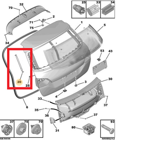 Peugeot 308 tailgate balancer - peugeot,